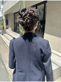 薬院　顔まわりレイヤーカット　ヘアセット　ブリーチなしカラー
