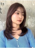 ミディアムレイヤーカット/20代30代40代/顔周りカットワンカール