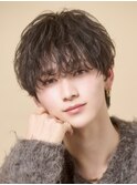波巻きツイストスパイラルパーマメンズラウンドマッシュ