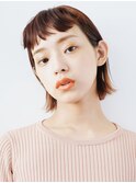 【ショートバング外ハネ】#マロンベージュ#栗色#耳だしショート
