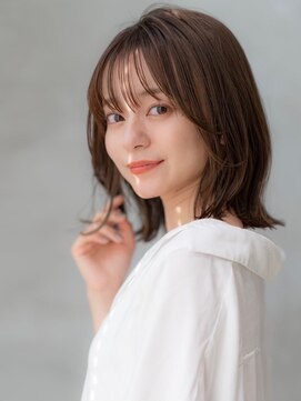 ケアリー 調布(Carelly) 大人かわいい前髪セシルカットココアブラウンフリンジウェーブ