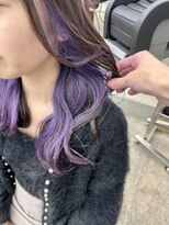 オタクヘア 渋谷(OTAKU HAIR) 紫インナーカラー[黒髪 グレーベージュ レイヤーロング]