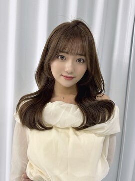 ハピネス 梅田茶屋町店(HAPPINESS) 韓国ヘア/ぱっつん前髪/レイヤーロング/ブリーチなしベージュ