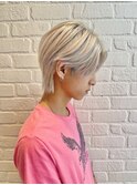 ミルクティーベージュセンターパート ホワイトブリーチ 大島