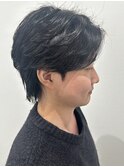 メンズセンターパートウルフパーマフェザーパーマ