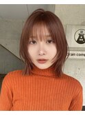 ボブ　顔周りレイヤー　似合わせカット　ピンクベージュ　美髪