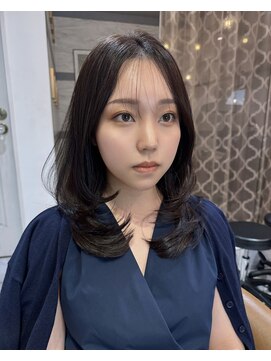 ロンドアベニール 北千住(Lond avenir) レイヤーカット/グレージュブラウン/韓国巻き/顔周りカット