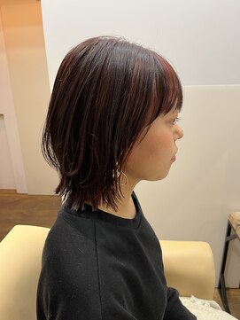 ロイド(Royd.) フレーミングハイライトピンクオレンジ切りっぱボブ