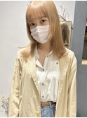 ミルクティーベージュダブルカラー顔周りレイヤーぷつっとカット