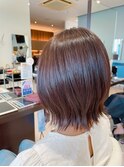 外はねミディアム/くびれボブ/サンドベージュ/20代30代40代
