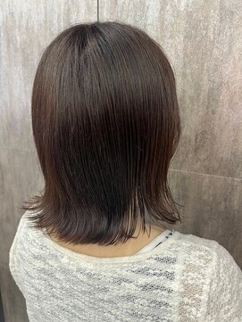 ミック ヘアアンドメイク アップ 駒込店(miq Hair&Make up) ほんのりピンクブラウン×切りっぱなし外ハネロブ