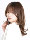 ★こなれヘア前髪うるツヤレイヤーロング小顔カット前髪パーマ