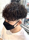 波巻きスパイラルパーマメンズマッシュシャドウパーマウルフ30代