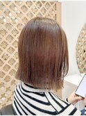 透明感カラー切りっぱなしボブハイライトカラー大人かわいい