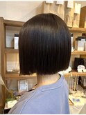 切りっぱなし/艶感/ブラック/大人ボブ/透明感/韓国