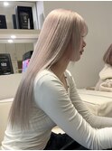 12587髪質改善金髪ホワイトブロンドマロンベージュストレート