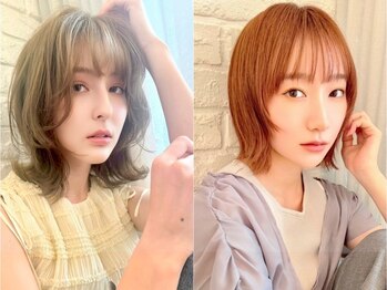 ネオリーブアオバ 高田馬場店(Neolive aoba)の写真/[カット+カラー+トリートメント¥7700]前髪カット/顔周りレイヤーカットで小顔&旬な印象/髪質改善縮毛矯正