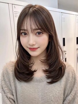 サンドレオ 新宿店(sand Leo) オリーブグレー/韓国レイヤーカット/マロンベージュ/黒髪/小顔