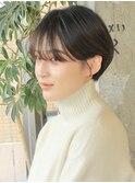 毛先ワンカールパーマショート／前髪あり／表参道／30代40代50代