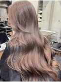 ミディアムヘアグレージュカラーデザインカラーシルキーベージュ