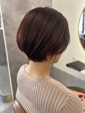 カノエ 福岡香椎店(canoe) 丸みショートボブ　ピンクブラウンカラー　20代30代40代