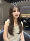 韓国レイヤーカット/くびれ巻き/前髪顔周り/セミディ[門前仲町]