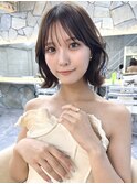 20代ボブレイヤーカットグレージュブリーチ無し