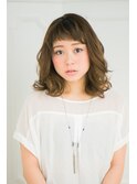 ウェーブ×ミディアムロブ