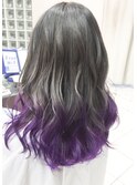 グレージュグラデーション毛先ブルーパープルインナーカラー