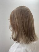 ハニーイエロー_マロンベージュ Aラインボブ かきあげ
