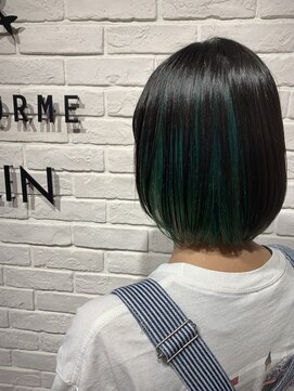 ヘア スパ ビューティー エールフォルム(HAIR SPA BEAUTY YELLFORME) インナーカラー×グリーン