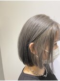 グレーベージュカラーミニボブヘアミルクティーベージュ