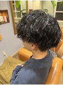 ツーブロックマッシュ波巻きパーマツイストスパイラルパーマ束感
