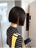 切りっぱなしボブミニボブぱつっとボブ暗髪ボブ/リップライン