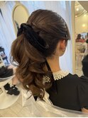 大人可愛い高めポニーテール/梅田ヘアセット