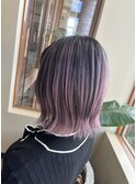 ピンクパープルボブバレイヤージュ