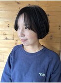 暗髪丸みボブ