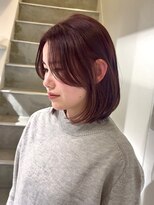 ヨーク(YOKE) 【YOKE】レイヤーボブレッドブラウン顔周りレイヤーミディアム