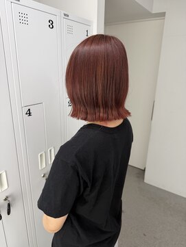 イロウ 山口どうもん店(IROW) ピンクブラウン×切りっぱなしボブ