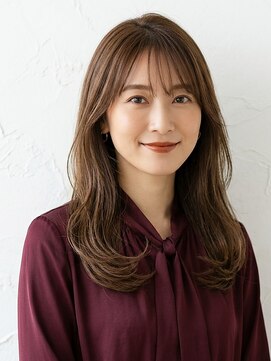 と和 巣鴨 大人可愛いマロンベージュ×秋のツヤレイヤーセミロング