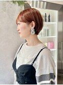 【立川cres奈佳子】オレンジブラウン×丸みショート