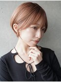 大人可愛い20代30代40代黒髪前下がりひし形小顔ボブ丸みショート