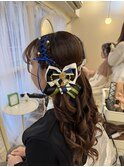 編み込みレースアップリボン/大阪梅田ヘアセット