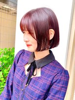 Say.イメチェンミディアム外ハネボブ美髪ワイドバング暖色青山