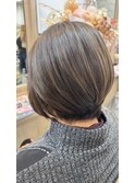 大人可愛い小顔くびれボブダークアッシュグレージュブリーチなし