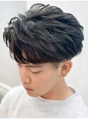 奈良men's短めフェザーパーマフェザーショート