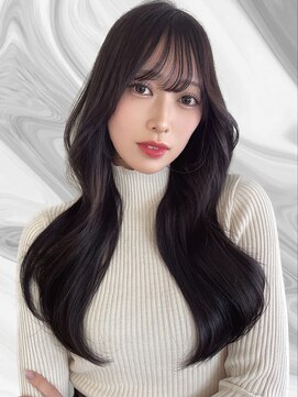 サロンドルテラ (Salon de Lutella) 【韓国ヘア】艶感ダークグレー38ミリゆる巻きレイヤースタイル
