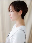 斜めバングココアベージュ丸みショートマッシュY浦和20代30代