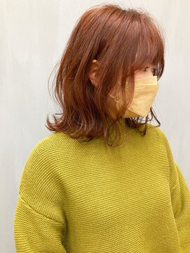 トップヘアー 玉島店(TOP HAIR) 外ハネワンレンボブ _ テラコッタオレンジ
