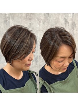 ティダスマイル(tida smile) 脱白髪染め☆白髪ぼかしハイライト大人美人ショート